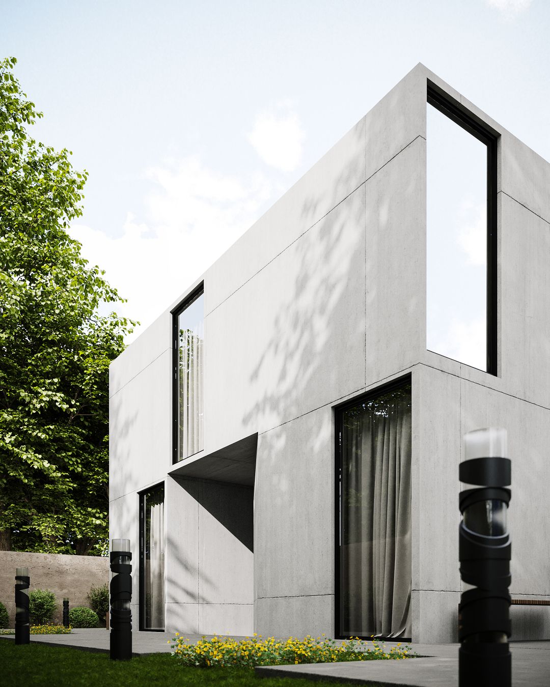Modern concrete and glass house